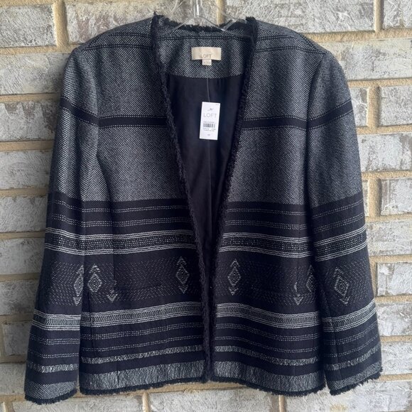 LOFT Jackets & Blazers - Loft Long Sleeve Striped / Aztec Print Open Front Jacket Blazer Women's Size M